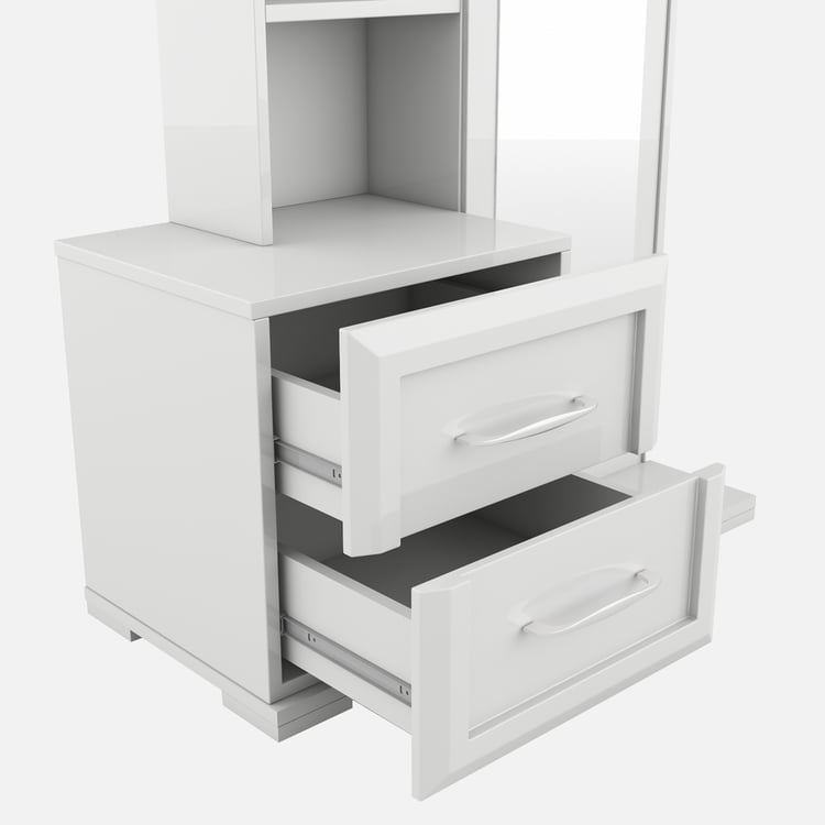 Helios Arctic Dresser Mirror with Drawers - White