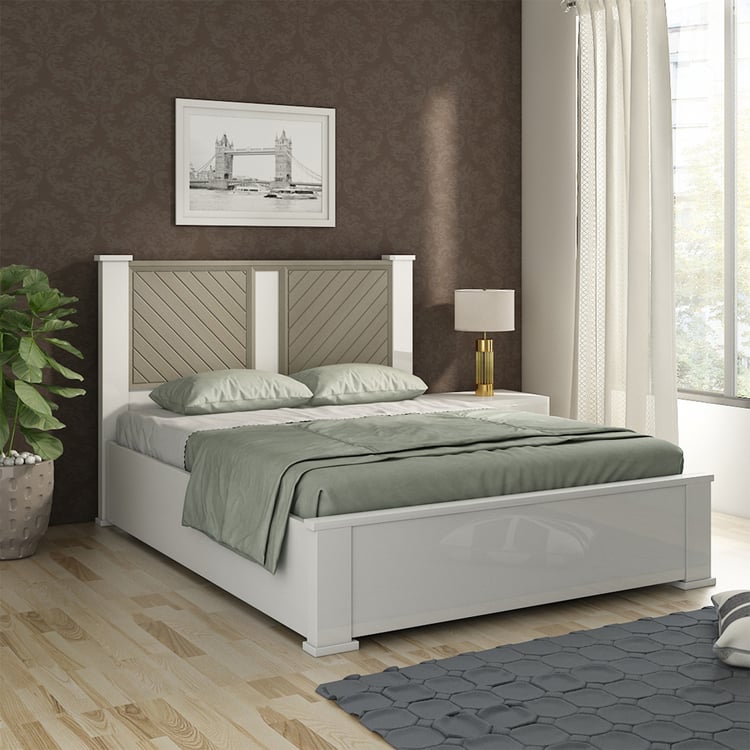 Helios Alaska King Bed with Hydraulic Storage - White