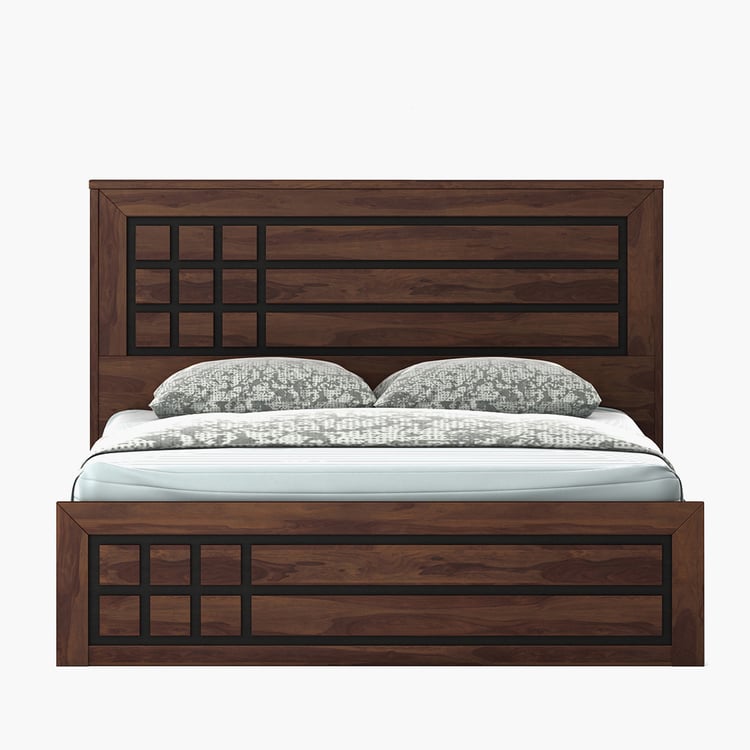 Helios Boston King Bed with Hydraulic Storage - Brown