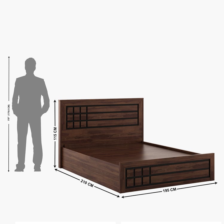 Helios Boston King Bed with Hydraulic Storage - Brown