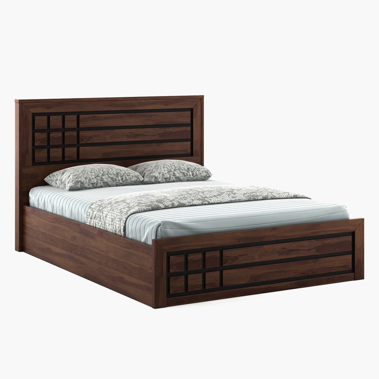 Helios Boston King Bed with Hydraulic Storage - Brown