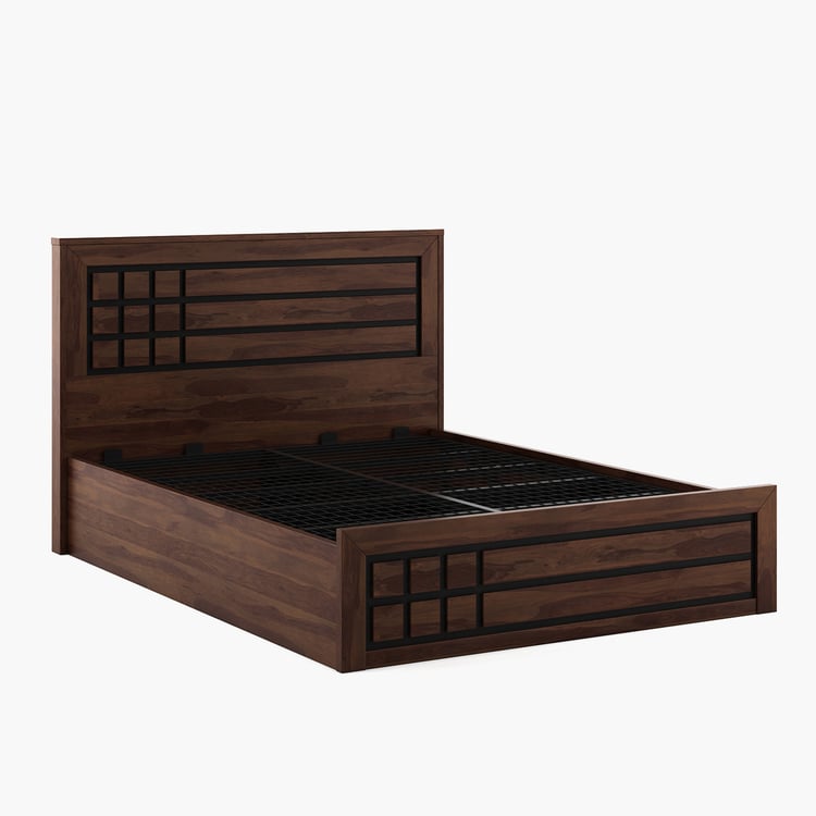 Helios Boston King Bed with Hydraulic Storage - Brown