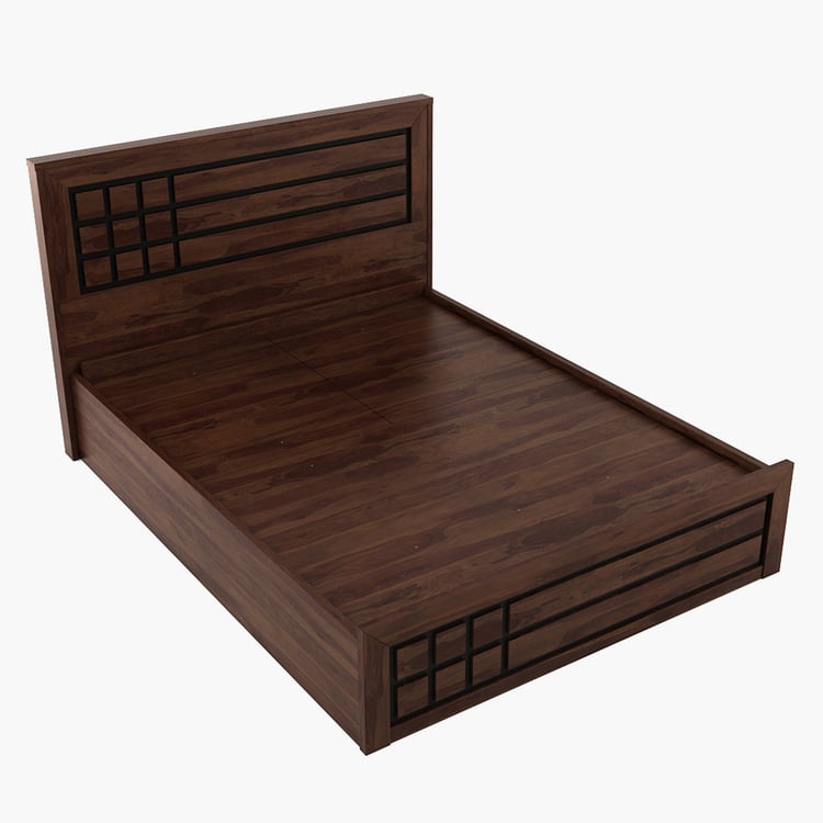 Helios Boston King Bed with Hydraulic Storage - Brown