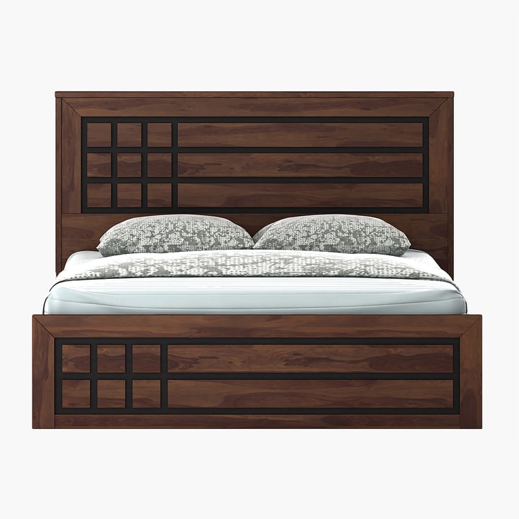 Helios Boston Queen Bed with Hydraulic Storage - Brown