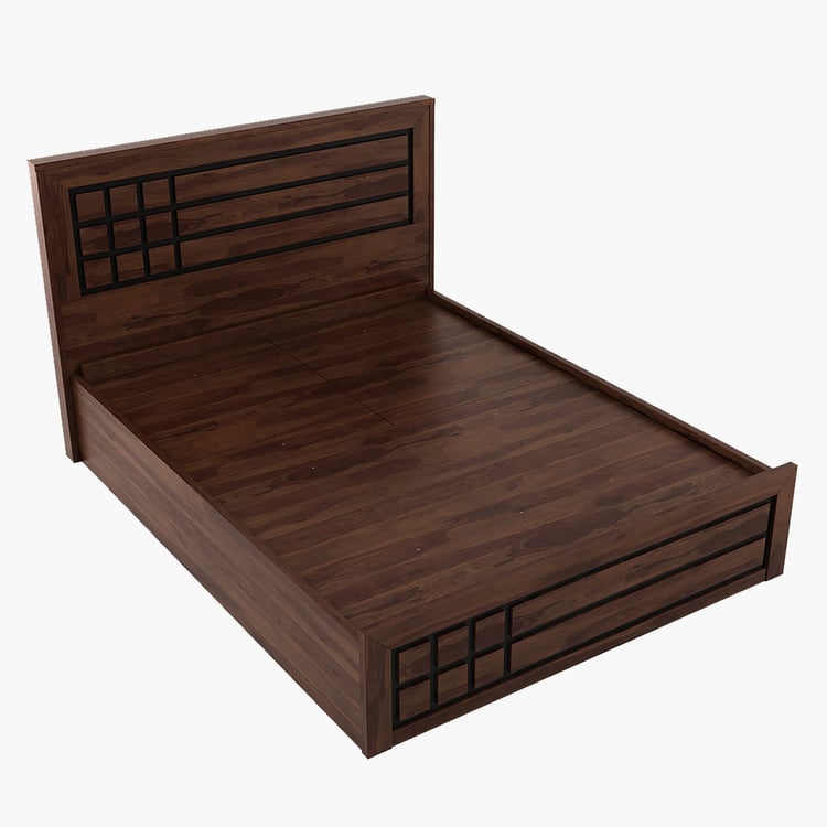 Helios Boston Queen Bed with Hydraulic Storage - Brown