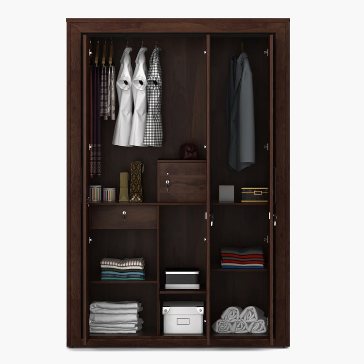 Helios Boston 3-Door Wardrobe - Brown