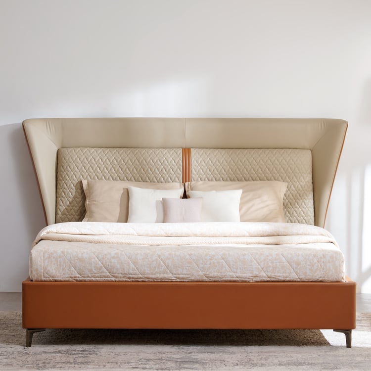 Tiffany Caramel King Bed with Hydraulic Storage - Brown