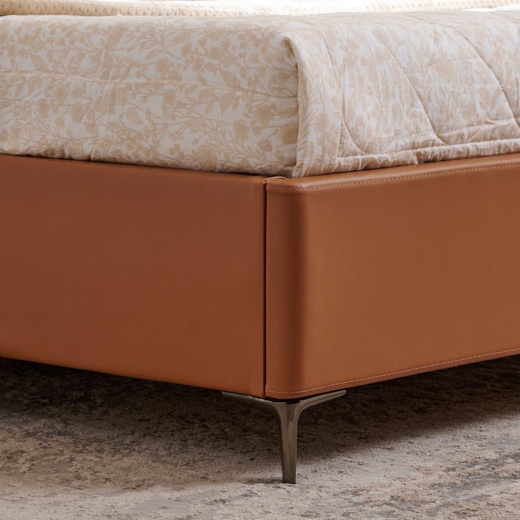 Tiffany Caramel King Bed with Hydraulic Storage - Brown