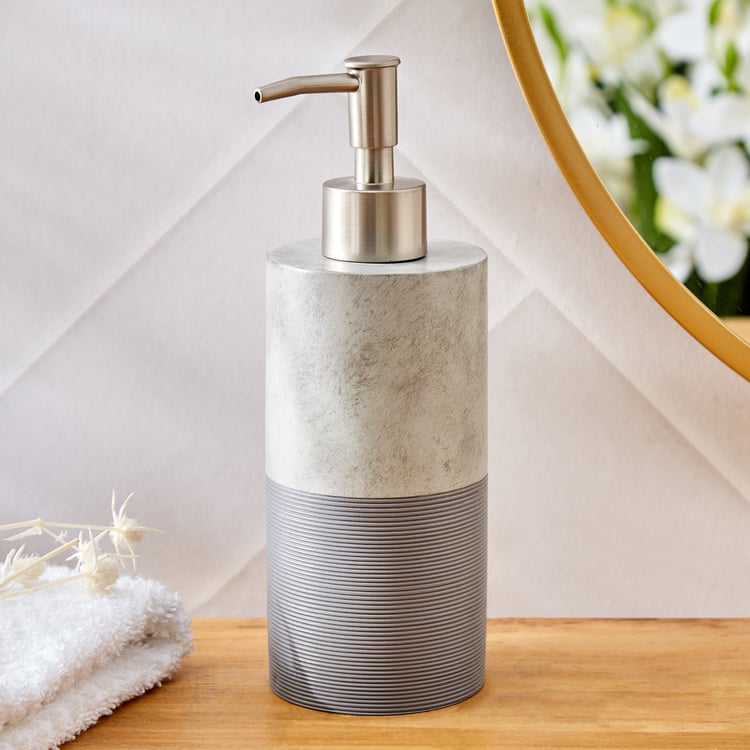 Nova Grey Whisper Aura Polyresin Striped Soap Dispenser - 400ml