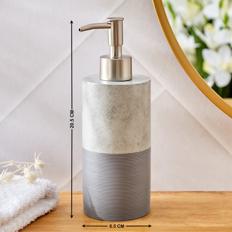 Nova Grey Whisper Aura Polyresin Striped Soap Dispenser - 400ml