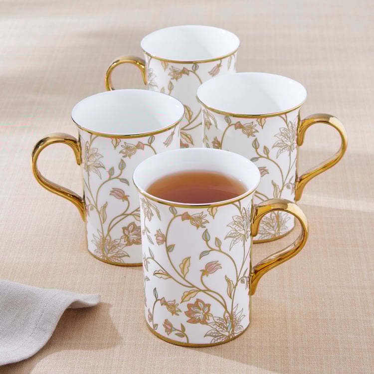 Ebony Annie Set of 4 Bone China Printed Mugs - 390ml