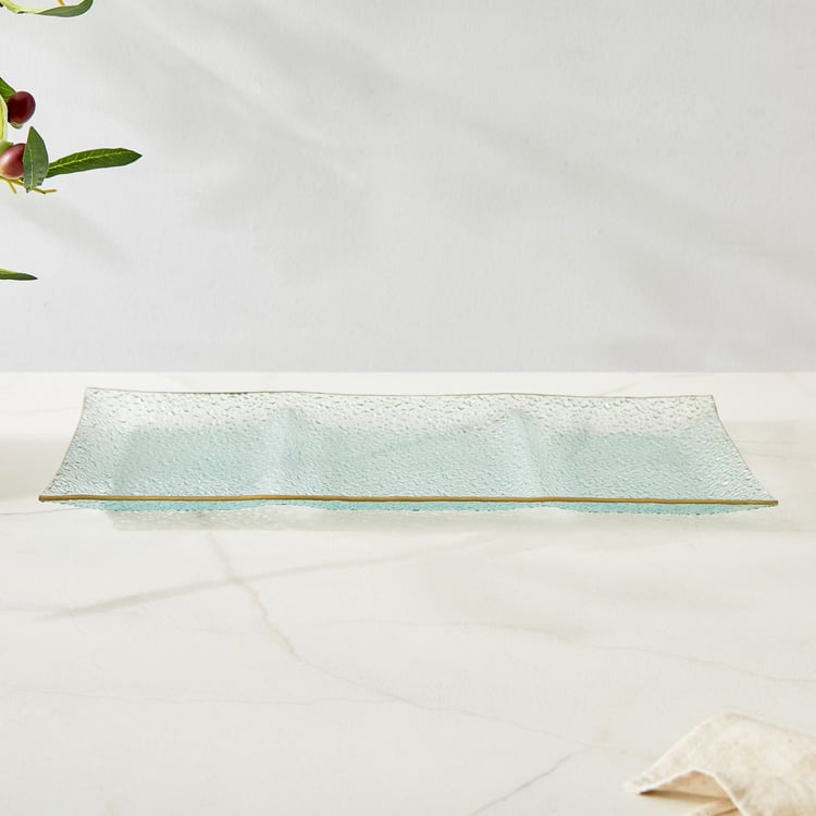 Abaco Barney Glass Partitioned Serving Platter - 38.5x17.5cm