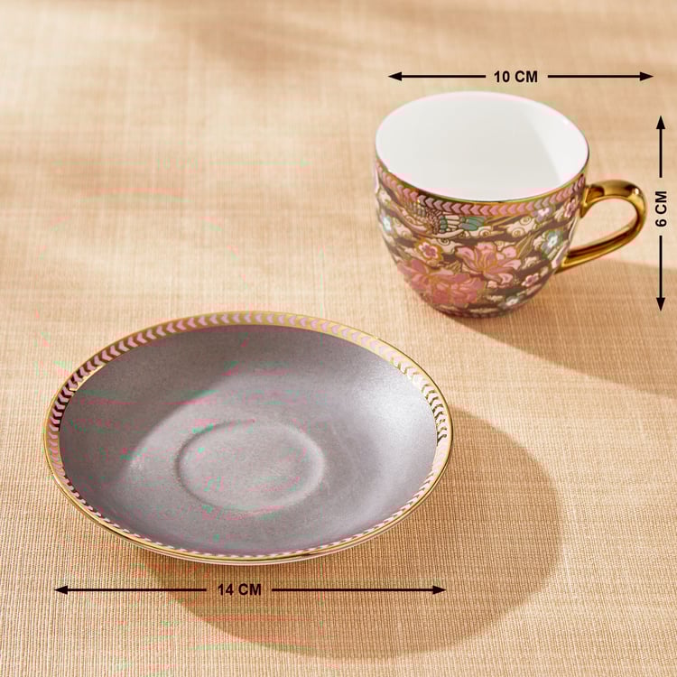 Mandarin Iris Set of 4 Bone China Cups and Saucers - 180ml