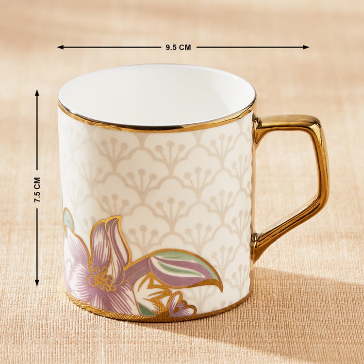 Buy Mandarin Iris Set of Bone China Printed Coffee Mugs 220ml