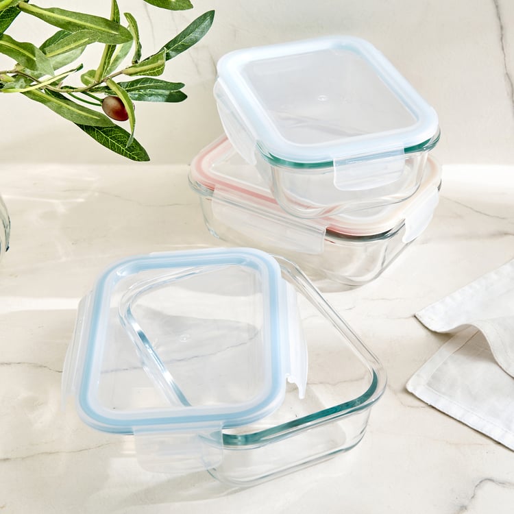 Fiesta Glint Set of 3 Borosilicate Glass Containers - 640ml