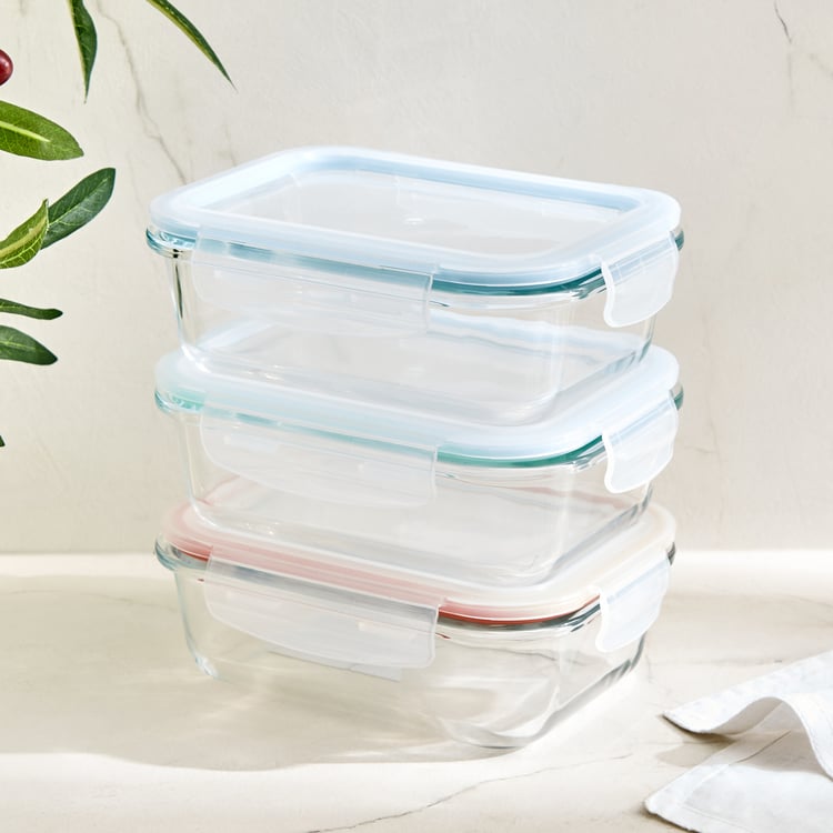 Fiesta Glint Set of 3 Borosilicate Glass Containers - 640ml