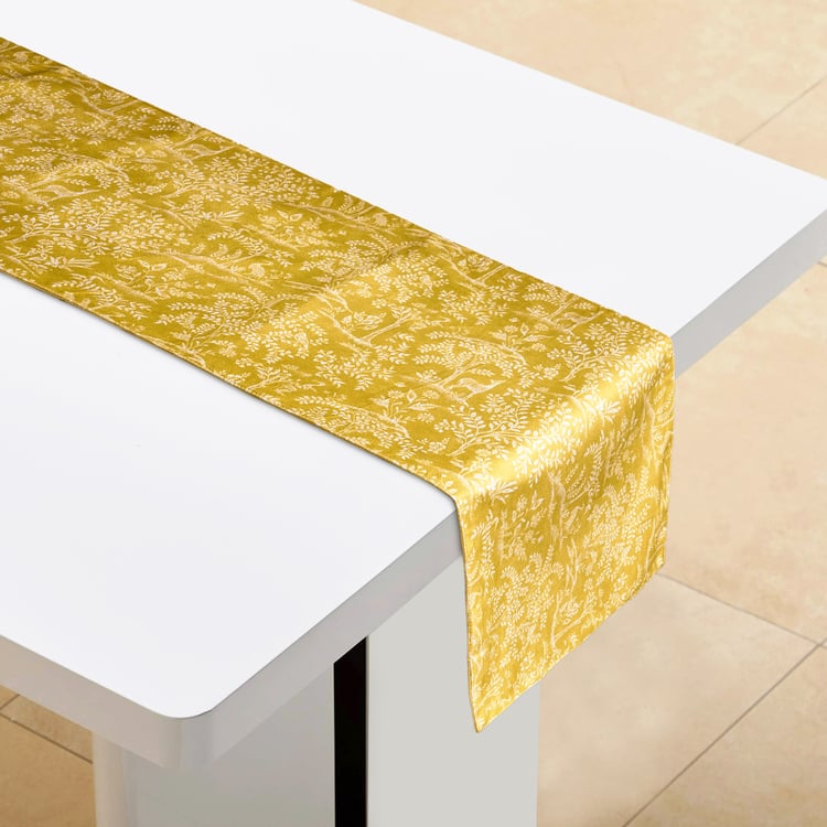 Drake Harvey Ochre Velvet Printed Reversible Table Runner