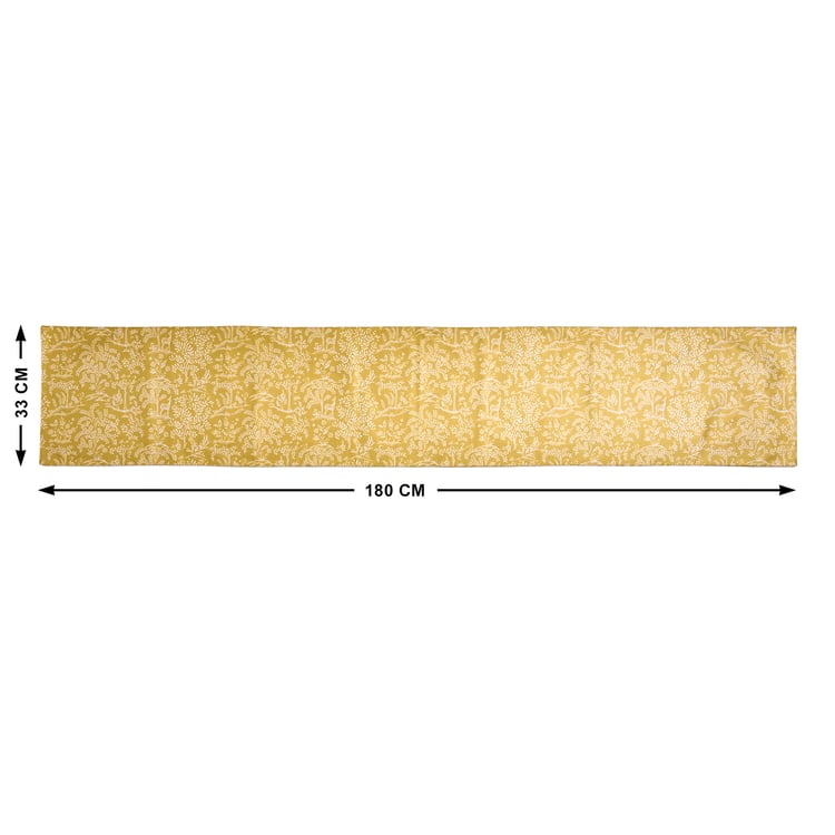 Drake Harvey Ochre Velvet Printed Reversible Table Runner