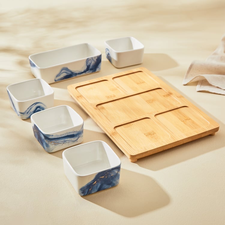 Showstopper Hatsu 6Pcs Porcelian Partition Bowls with Tray