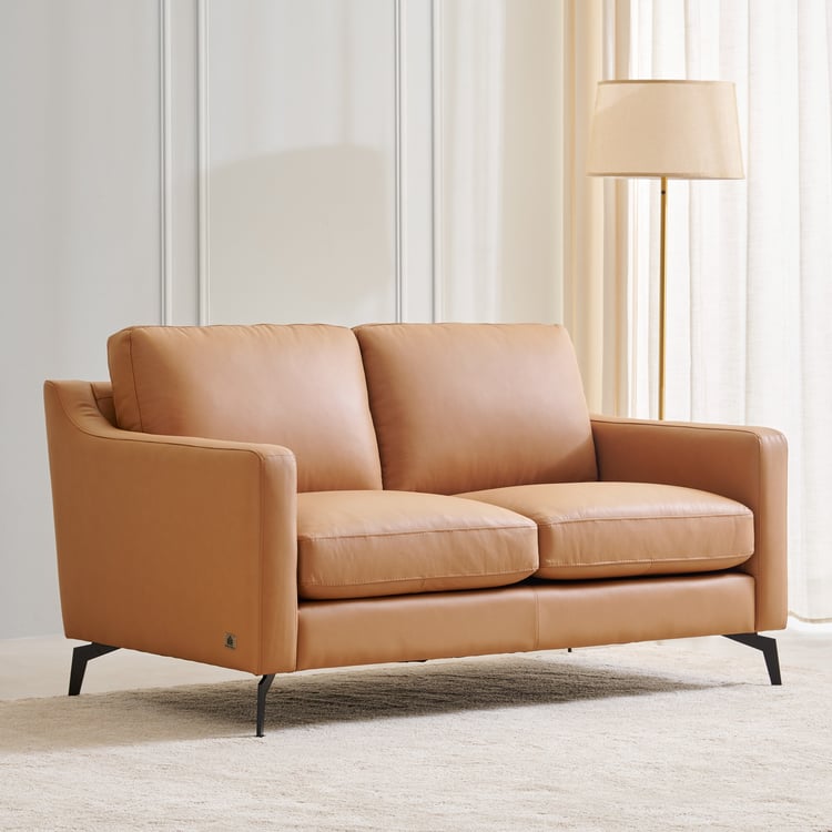 Parque Half Leather 2-Seater Sofa - Tan