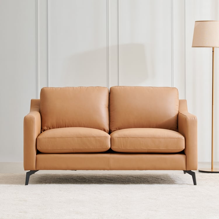 Parque Half Leather 2-Seater Sofa - Tan