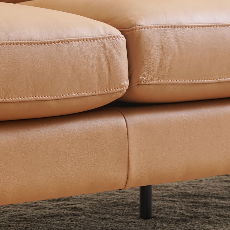 Parque Half Leather 3-Seater Sofa - Tan