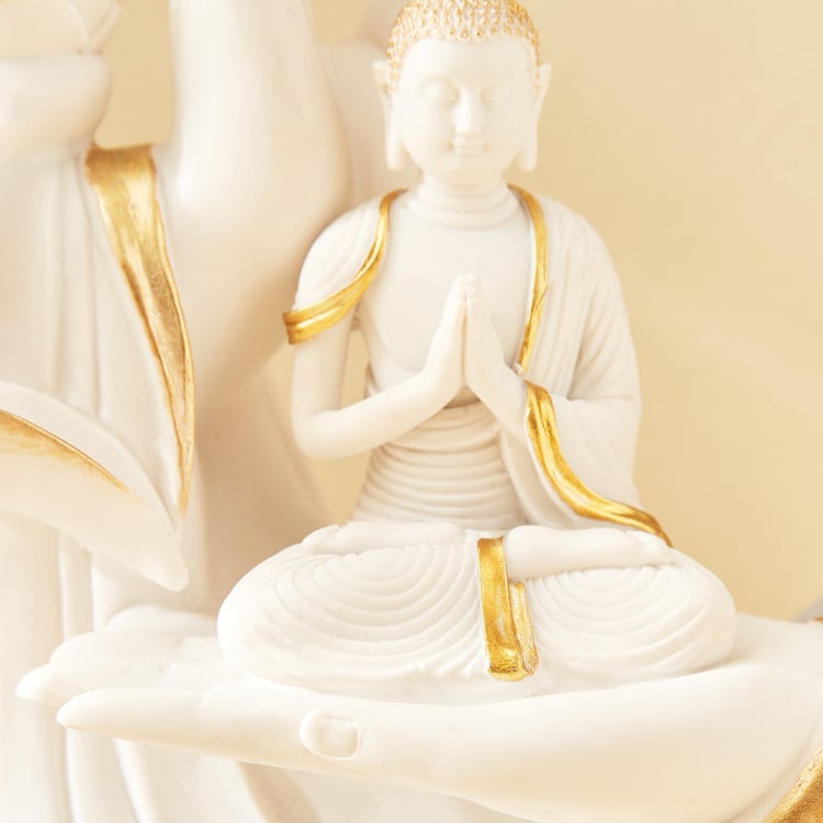 Noor Polyresin LED Meditating Buddha Figurine with Incense Burner