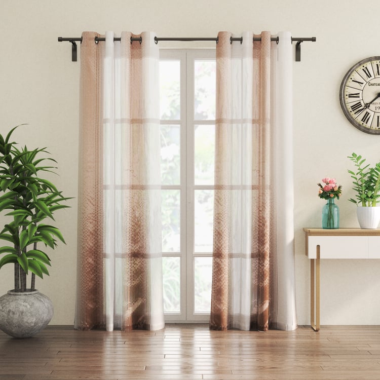 Corsica Organza Set of 2 Striped Sheer Door Curtains