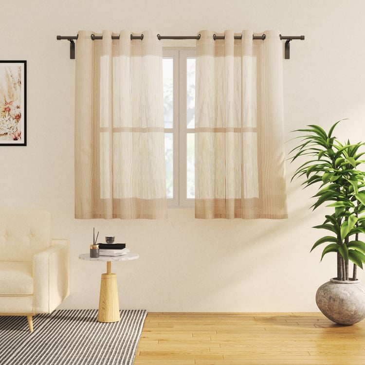 Corsica Tissue Set of 2 Striped Sheer Window Curtains