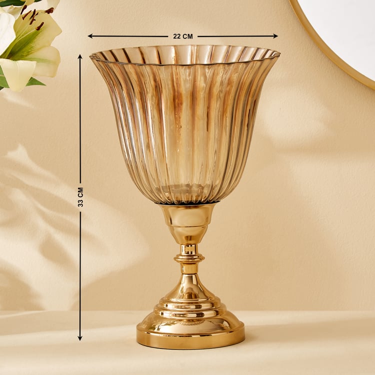 Heritage Renew Jive Metal and Glass Hurricane Candle Holder