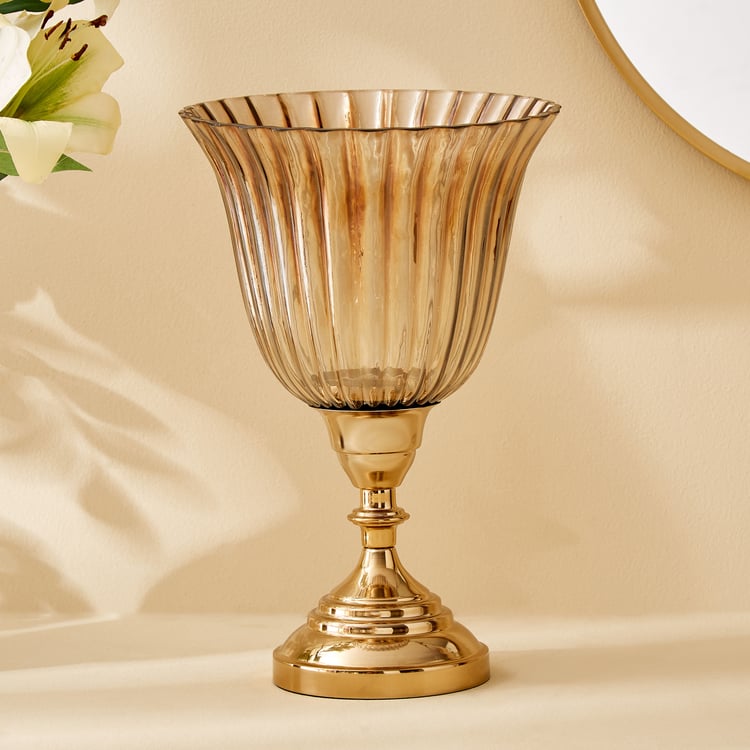 Heritage Renew Jive Metal and Glass Hurricane Candle Holder