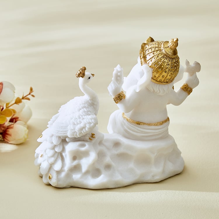Dhayana Mira Polyresin Ganesha with Peacock Figurine