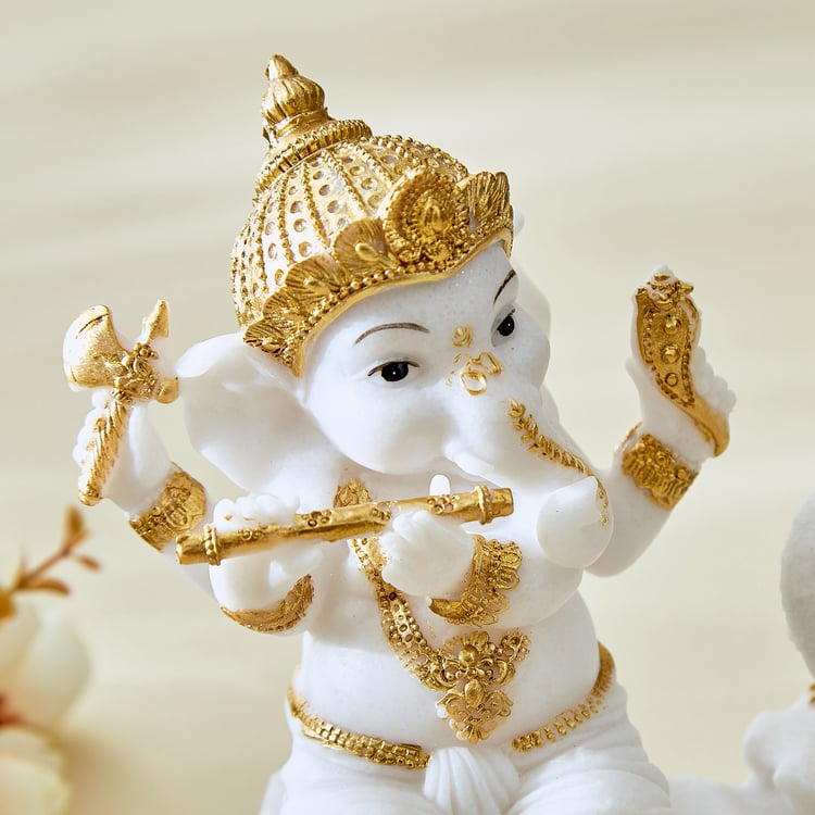 Dhayana Mira Polyresin Ganesha with Peacock Figurine