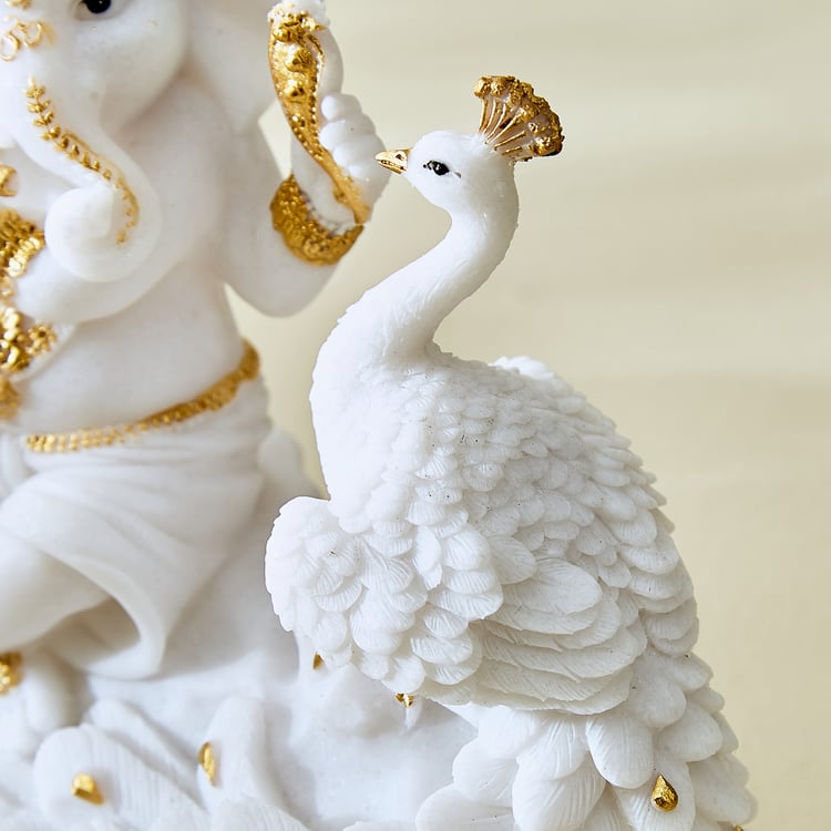 Dhayana Mira Polyresin Ganesha with Peacock Figurine