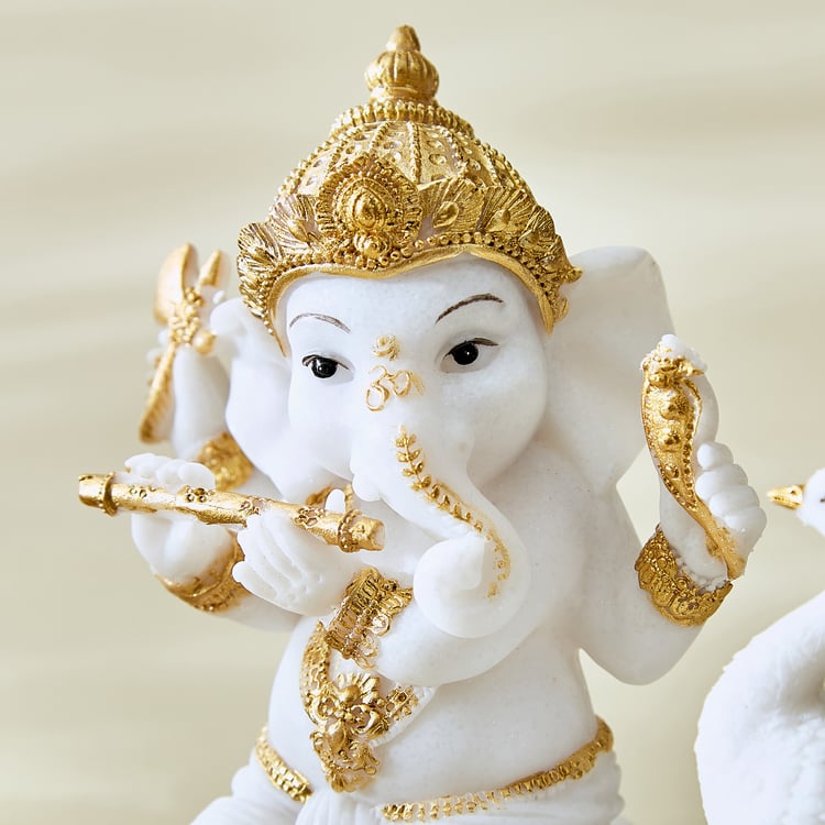 Dhayana Mira Polyresin Ganesha with Peacock Figurine