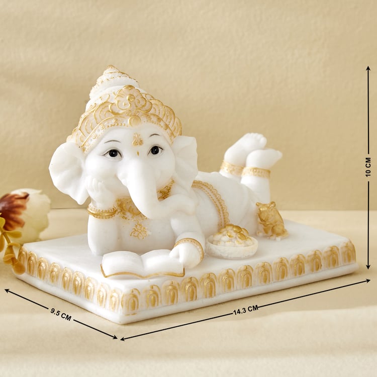 Dhayana Mira Polyresin Ganesha Reading Book Figurine