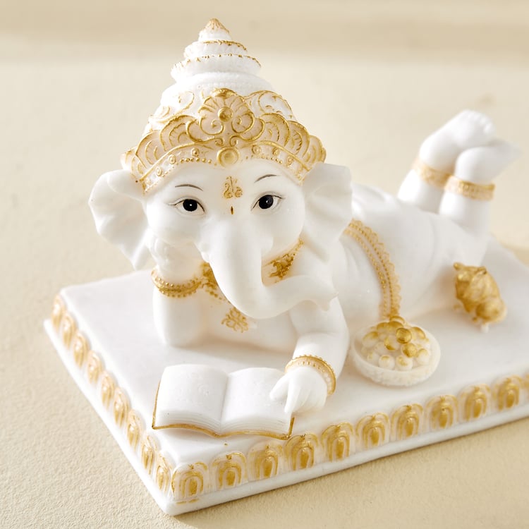 Dhayana Mira Polyresin Ganesha Reading Book Figurine