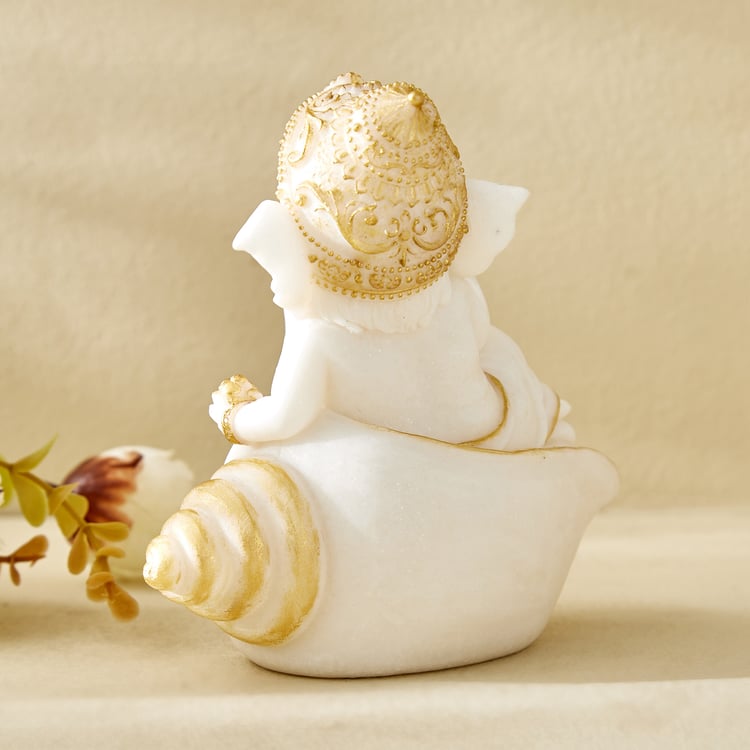 Dhayana Mira Polyresin Ganesha on Shell Figurine