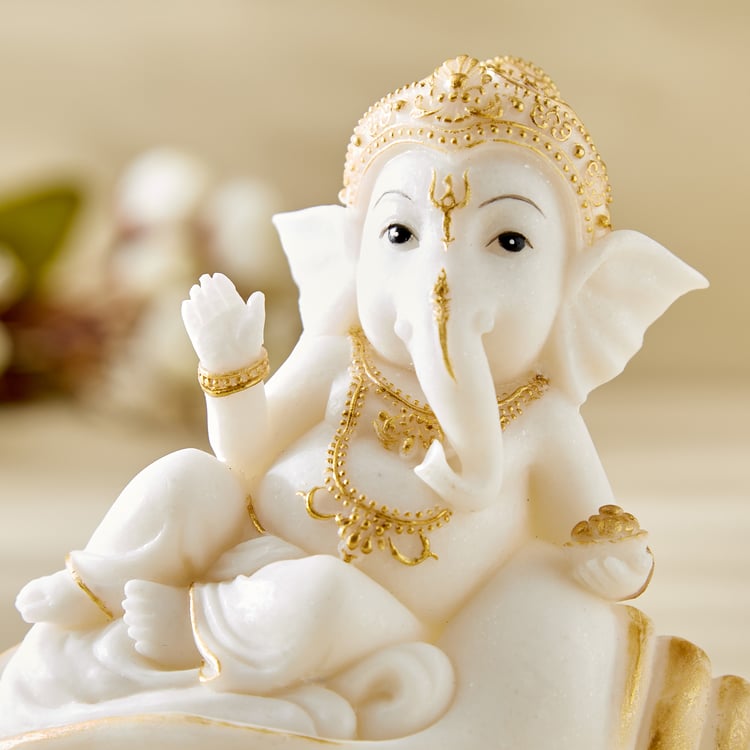 Dhayana Mira Polyresin Ganesha on Shell Figurine