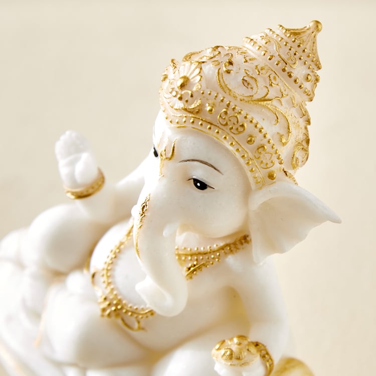 Dhayana Mira Polyresin Ganesha on Shell Figurine