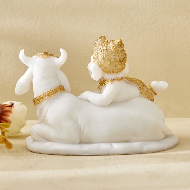 Dhayana Mira Polyresin Ganesha on Cow Figurine