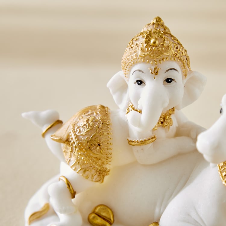 Dhayana Mira Polyresin Ganesha on Cow Figurine