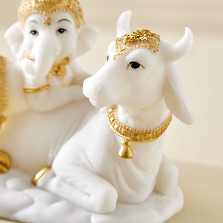 Dhayana Mira Polyresin Ganesha on Cow Figurine