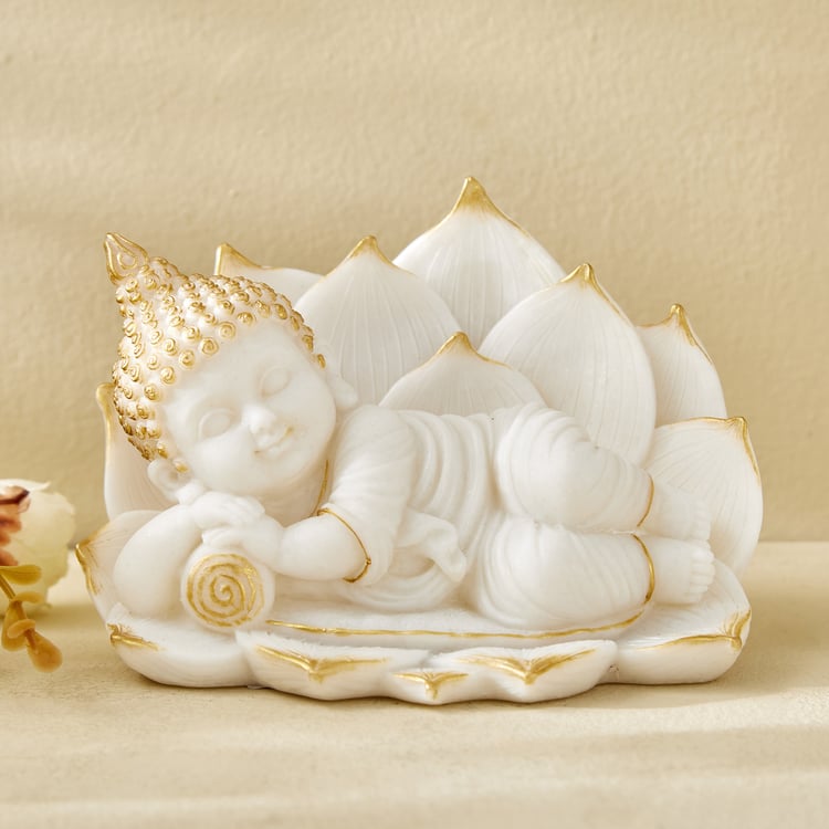 Noor Noe Polyresin Buddha Sleeping on Lotus Figurine