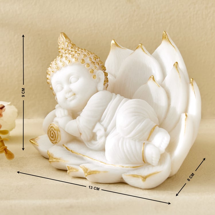 Noor Noe Polyresin Buddha Sleeping on Lotus Figurine