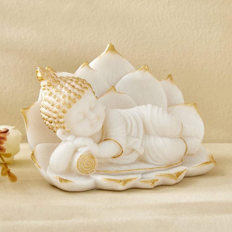 Noor Noe Polyresin Buddha Sleeping on Lotus Figurine