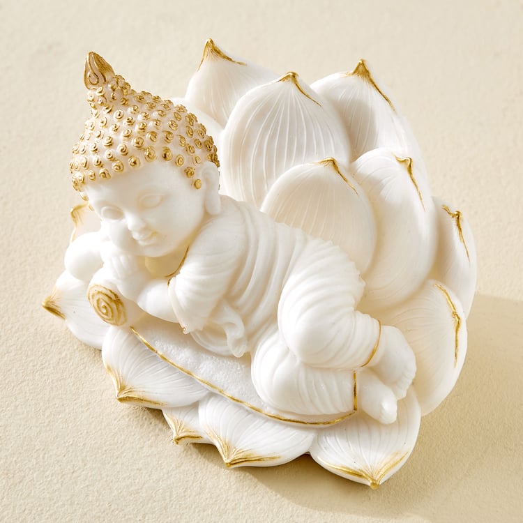 Noor Noe Polyresin Buddha Sleeping on Lotus Figurine