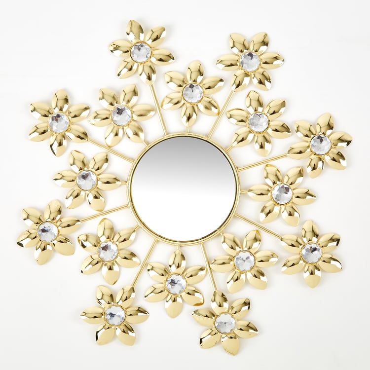 Ananda Petals Metal Set of 3 Wall Art with Mirrors