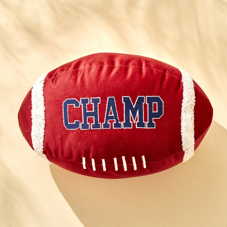 Slate Kids Velvet Football Filled Cushion - 34x21cm