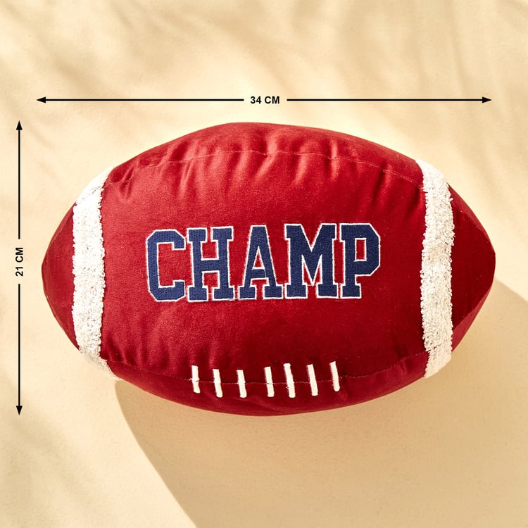 Slate Kids Velvet Football Filled Cushion - 34x21cm